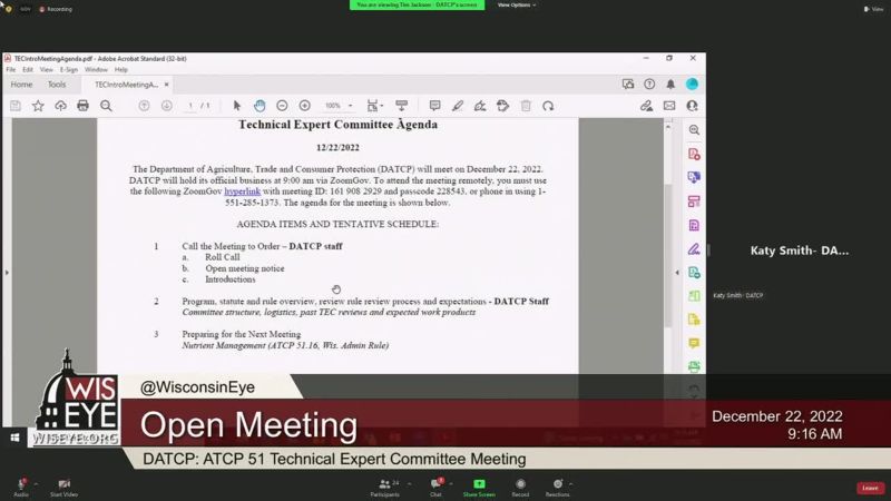 DATCP: ATCP 51 Technical Expert Committee Meeting - WisconsinEye