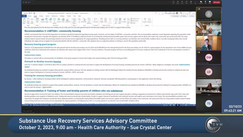 Substance Use Recovery Services Advisory Committee - TVW