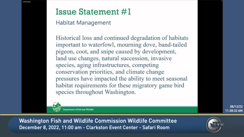Washington Fish and Wildlife Commission Wildlife Committee